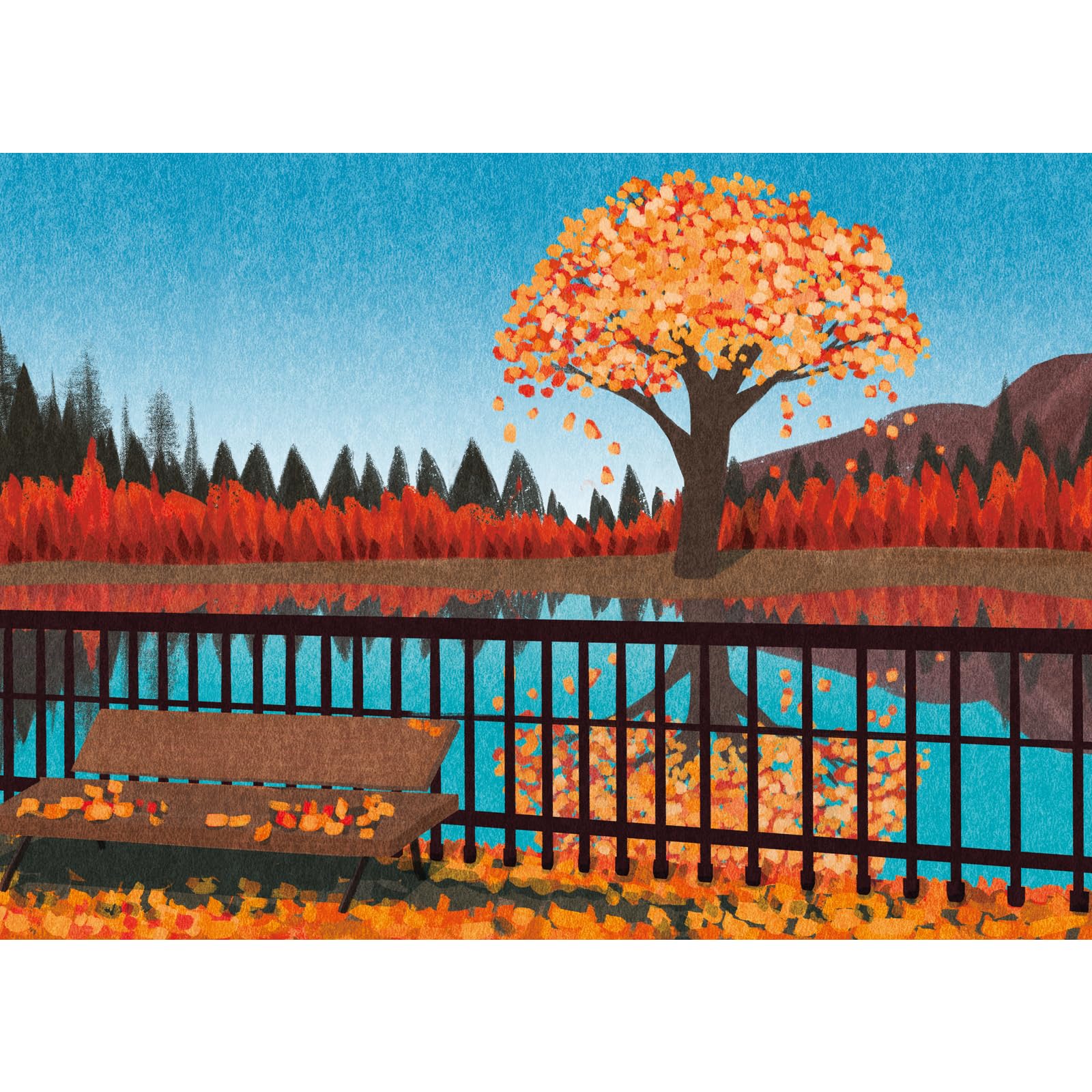 HUADADA Jigsaw Puzzles for Adults 1000 Pieces, Start of Autumn Lakeside Scenery, Vibrant Landscape Wall Art Gift for Him and Her — image 1
