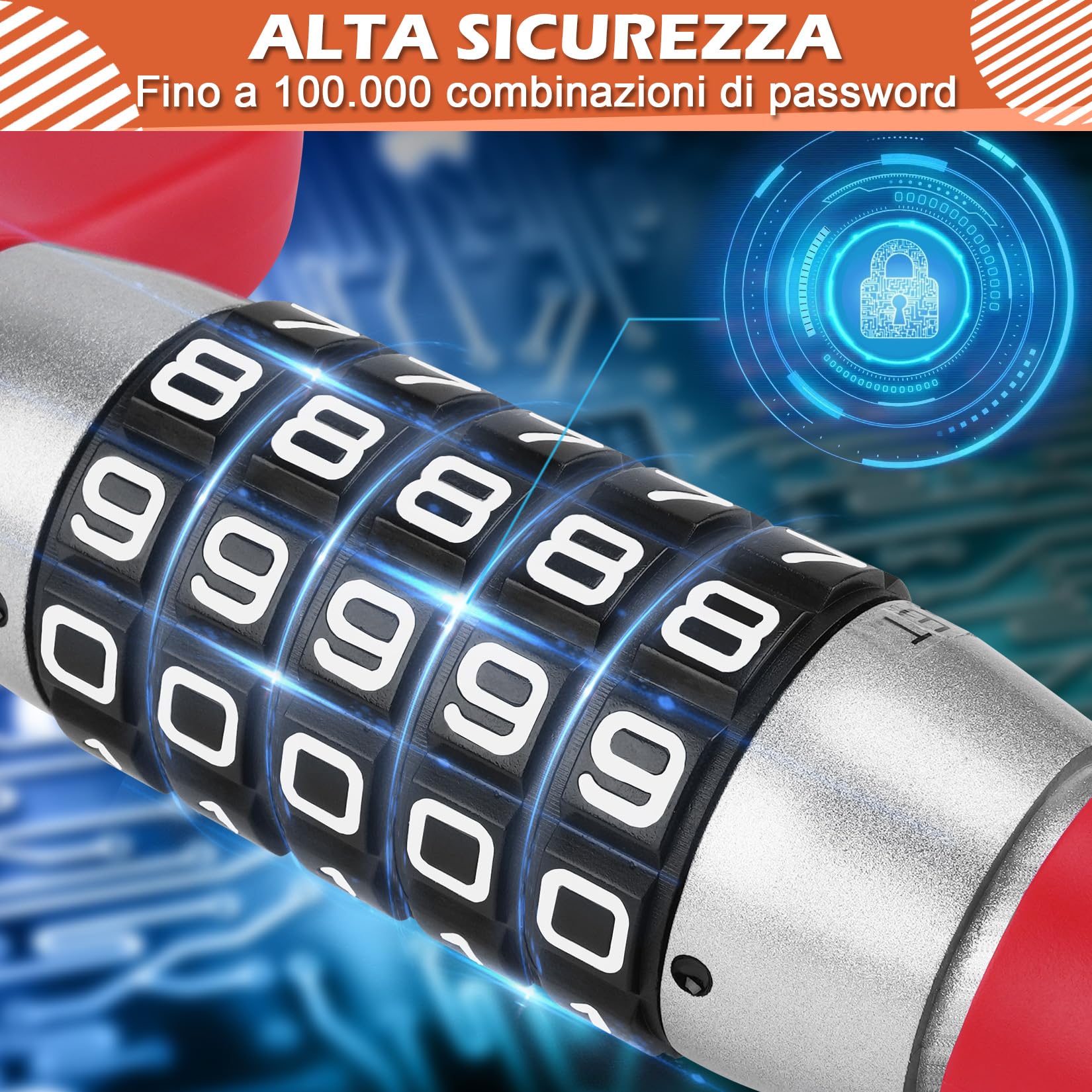 Tevlaphee Antifurto Auto Blocca Sterzo Automobile Bloccasterzo Auto Universale Sicurezza (Rosso)
