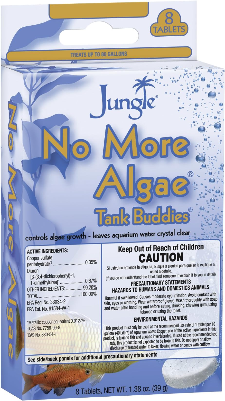 Jungle TB620W Tank Buddies No More Algae Water Clarifier Tablets, 8-Count