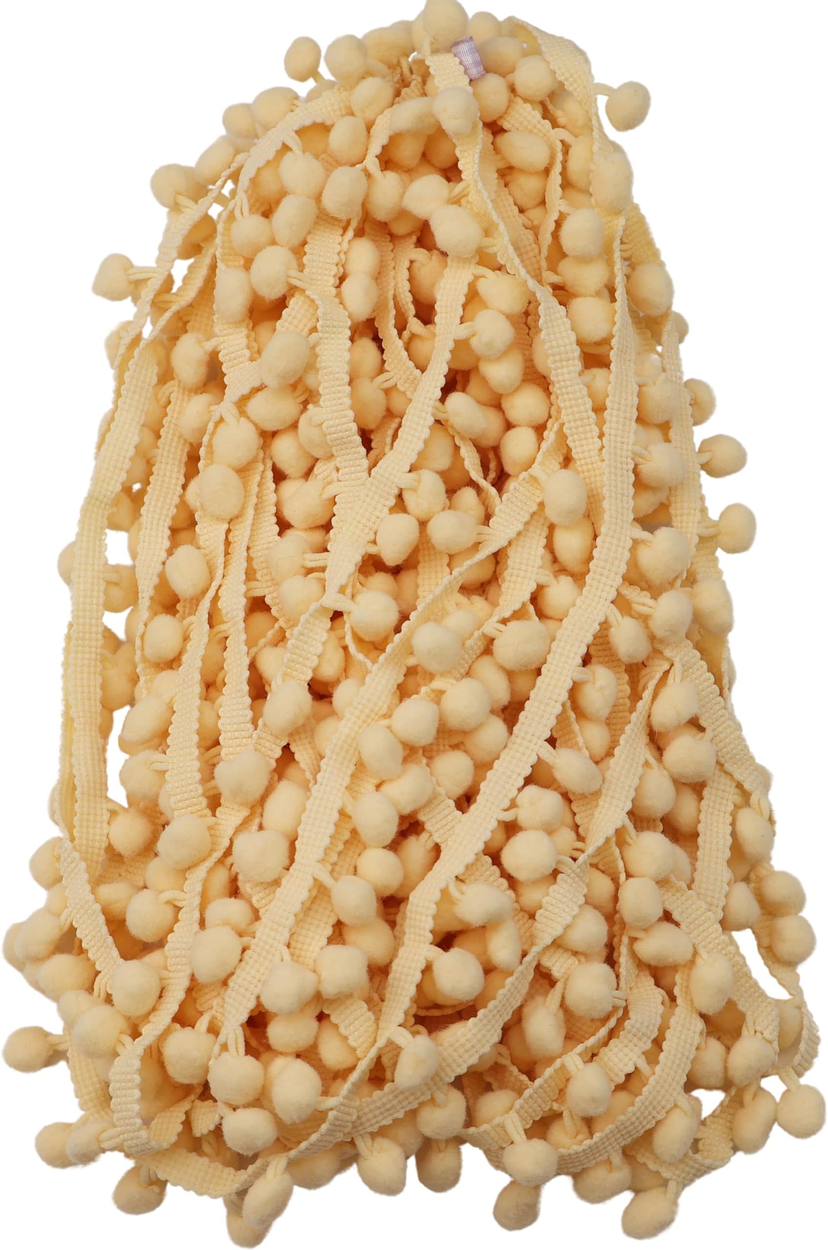 Beige Pom Pom Trim Ribbon Fringe Ball Trim Lace Tassel for Sewing, Accessory Decoration.