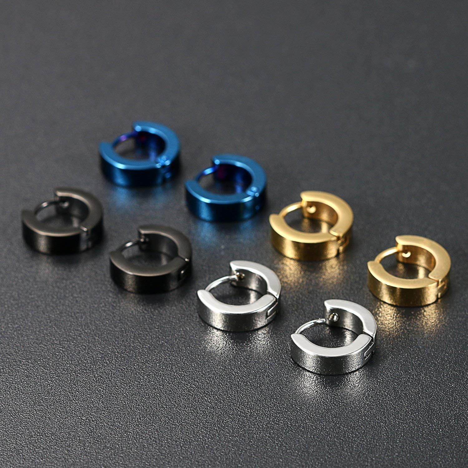 Aroncent Stainless Steel Hoop Earrings: 3-8 Pairs Men Small Hoop Huggie Hinged Earrings Set for Men Women 4mm Valentine Day Gifts - Image 4