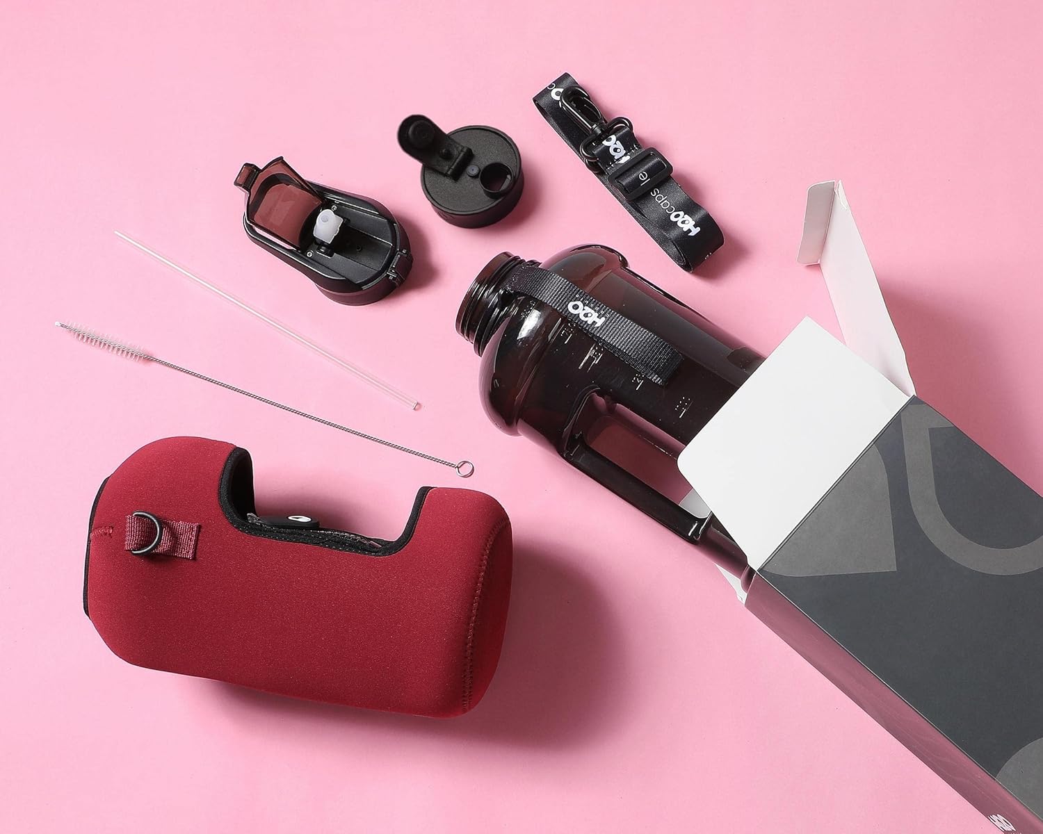 H2O Capsule 2.2L Half Gallon Water Bottle with Storage Sleeve and Covered Straw Lid – BPA Free Large Reusable Drink Container with Handle - Big Sports Jug, 2.2 Liter (74 Ounce) - Image 3