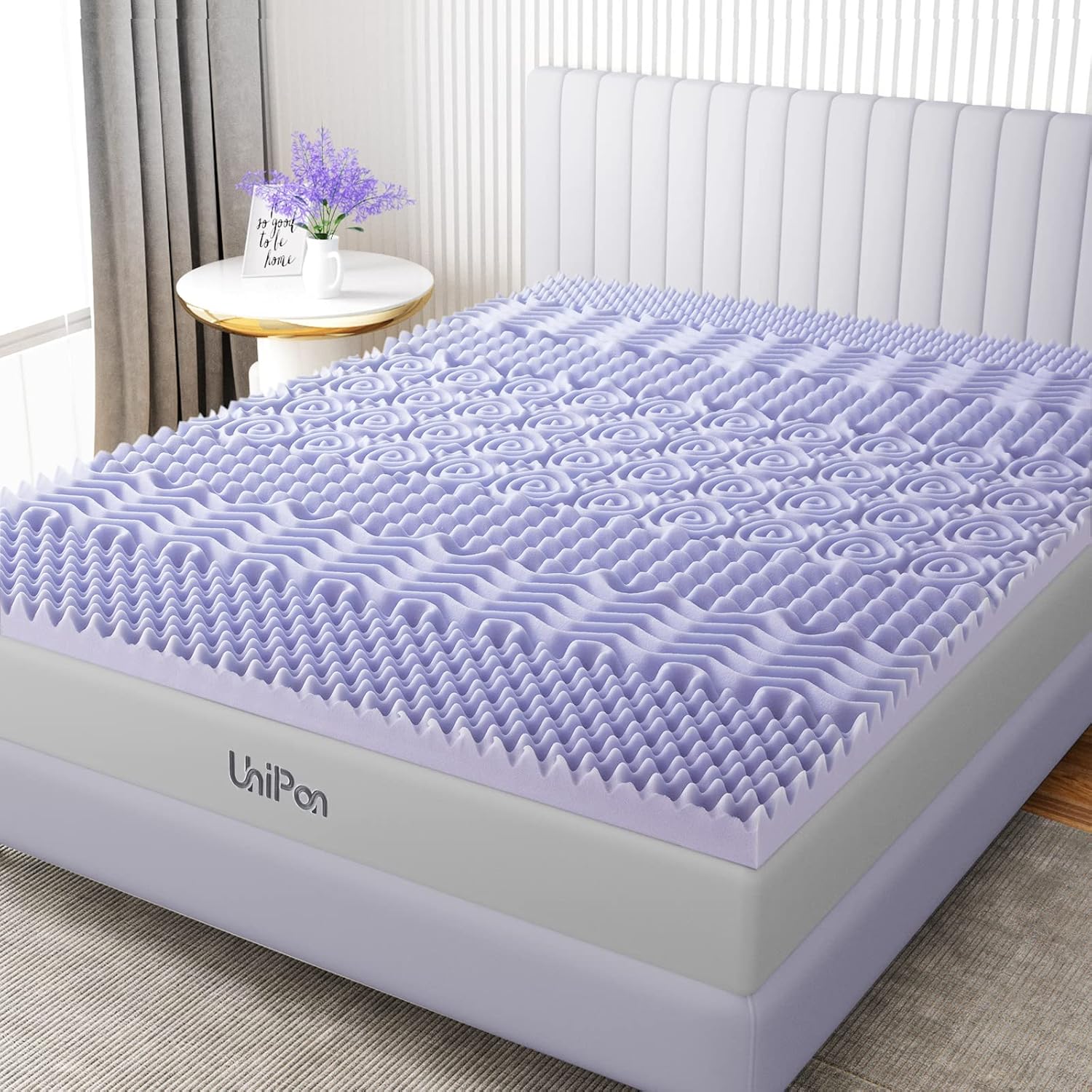 UniPon 3 Inch Memory Foam Mattress Topper, Lavender Infused