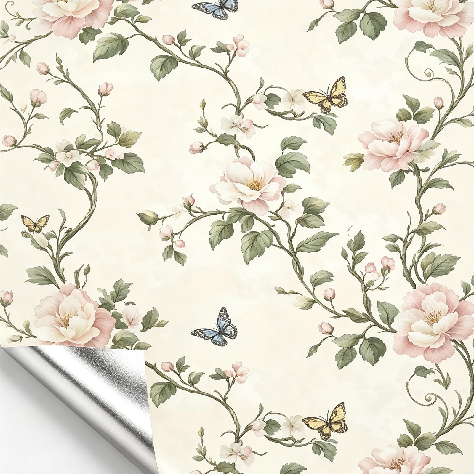 Zynqra A Zynqr ﻿Vintage Floral Peel Nd Stick Wallpaper,Self Dhesive Decorative Bathroom/Kitchen(,L300cm/118.1In*W44cm/17.3In)