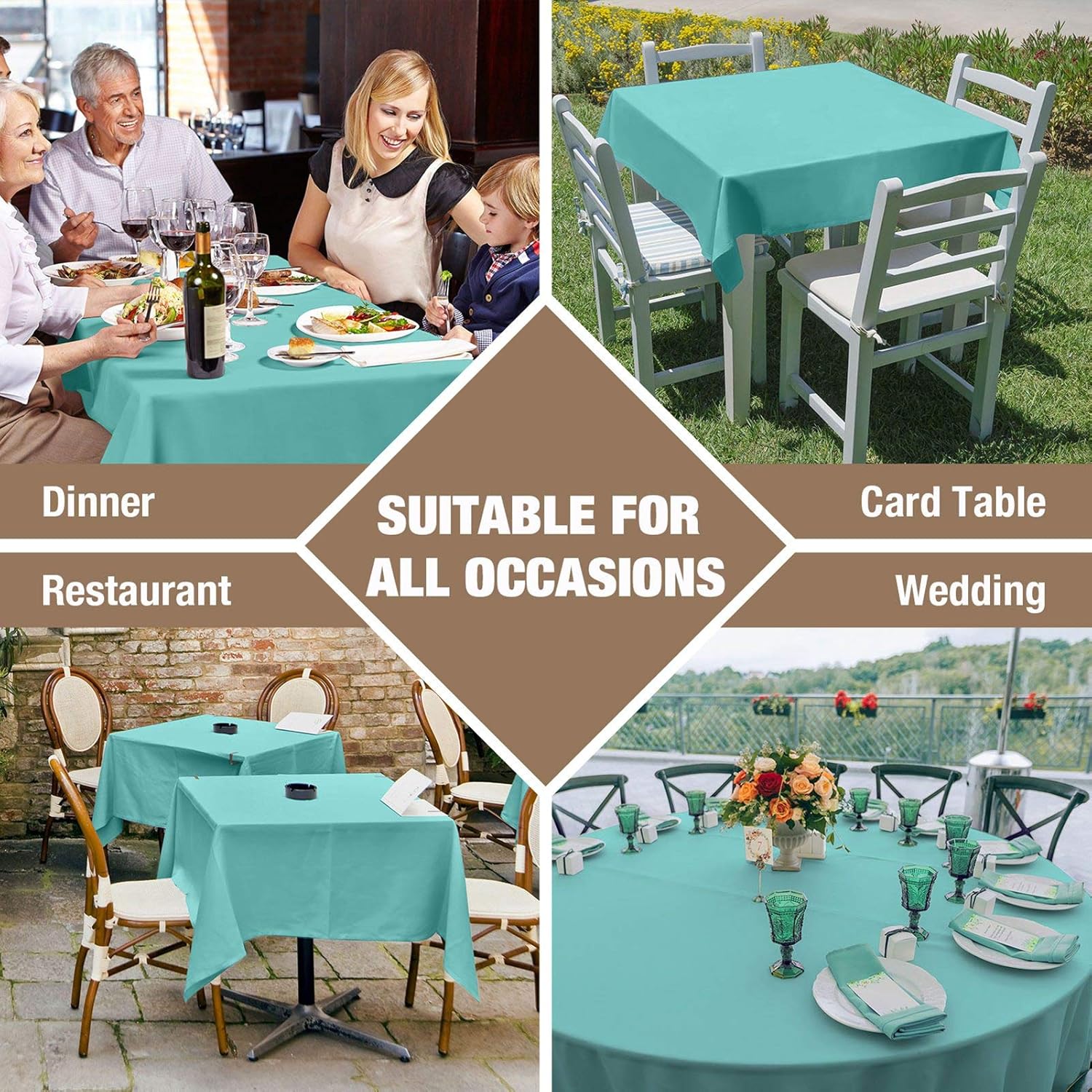 Best Deal Product VEEYOO Square Tablecloth - 70x70 Inch Polyester Table Cloth Washable Wrinkle Free Dinner Tablecloth for Wedding, Party, Restaurant,Indoor and Outdoor Buffet Table - Turquoise Tablecloth