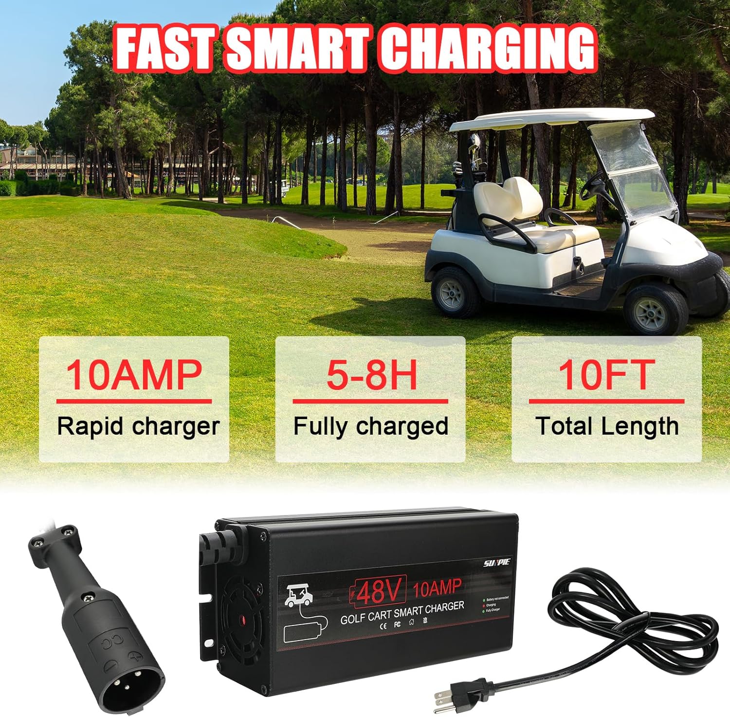 SUNPIE 48 Volt Golf Cart Battery Charger for Club Car
