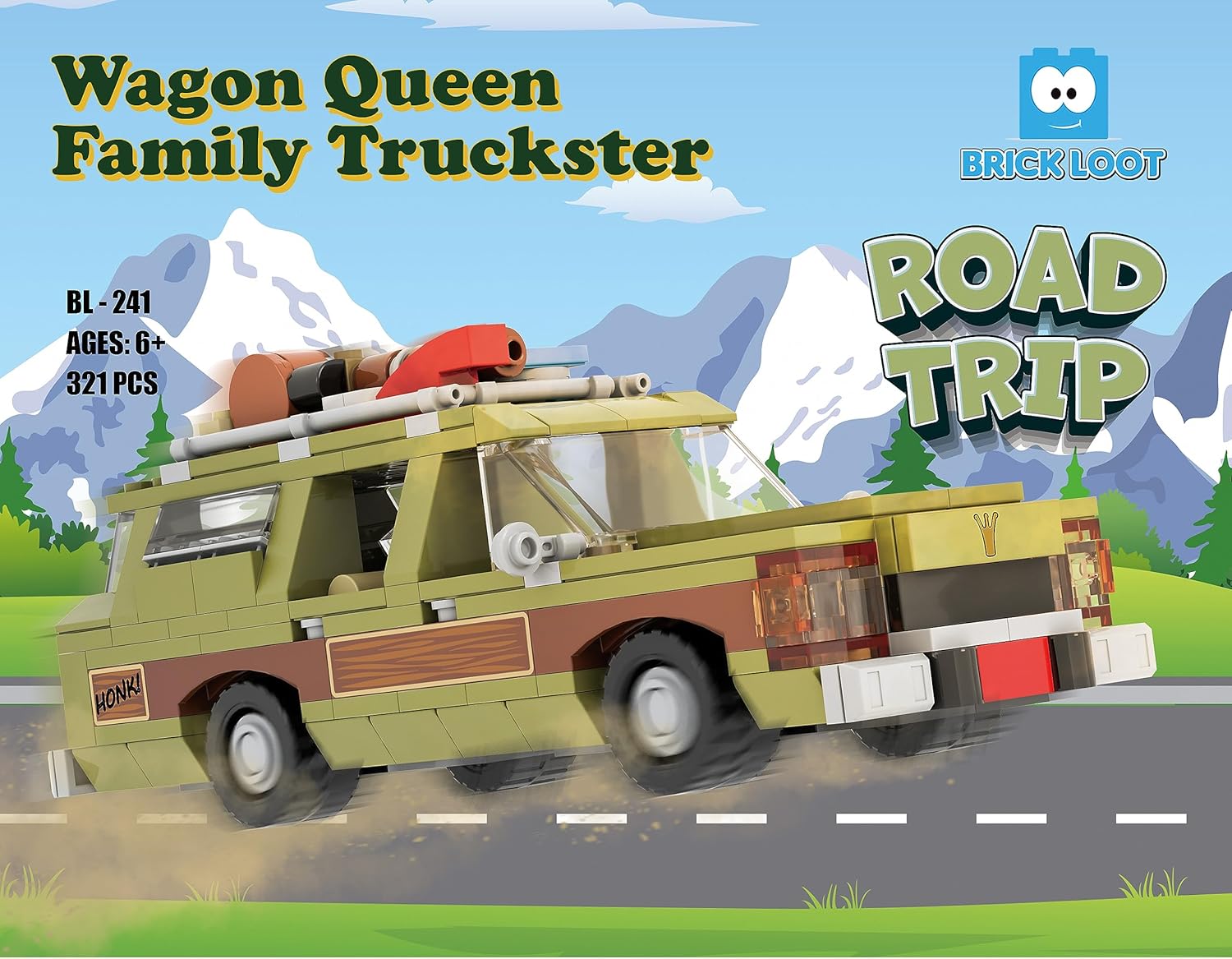 Brick Loot ​​Wagon Queen Truckster Toy Building Block Set – 312 Pieces, Compatible with Major Brands, Includes Roof Luggage & Wood Paneling, Creative Play for Kids & Adults, Ages 6+ image 9 of 9 B0CDM8Y7RB