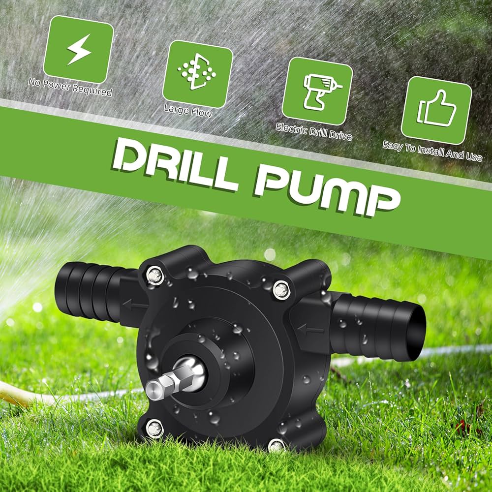 Electric Drill Pump Mini Hand Self-priming Liquid Transfer Pumps Outdoor Tools(With 7 Meter Pipe