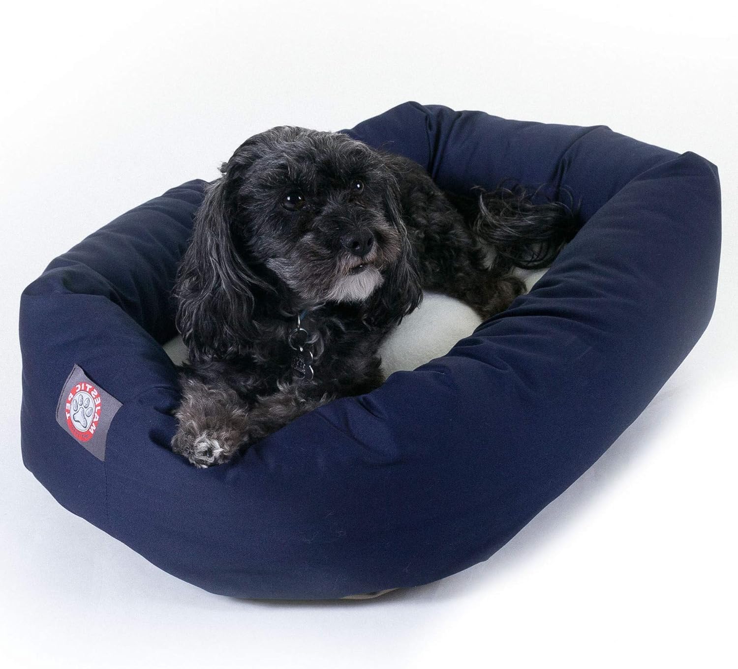 24 inch Blue & Sherpa Bagel Dog Bed By Majestic Pet Products 24.0"L x 18.0"W x 7.0"Th Blue