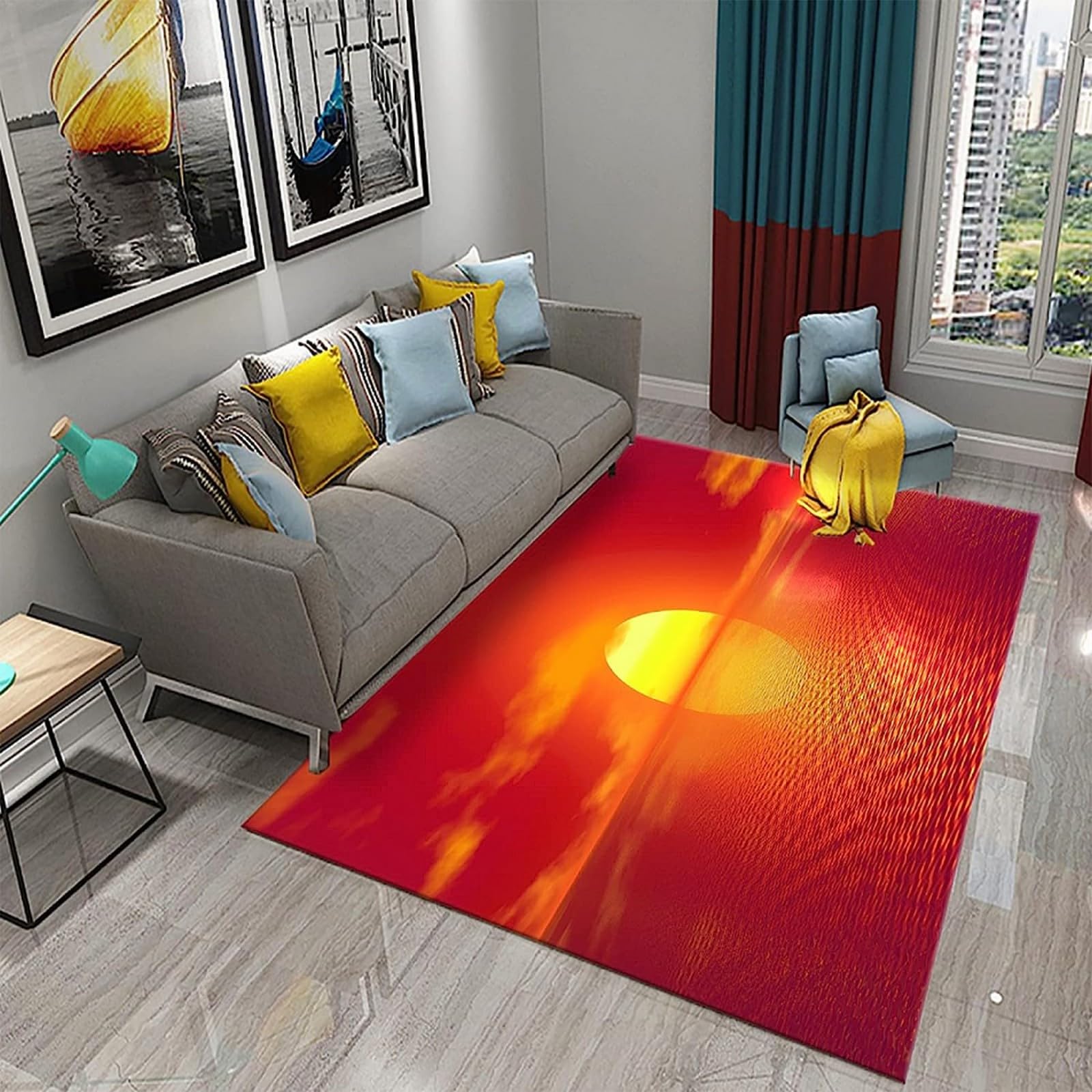 Tapis 3D paysage balnéaire 120x180 cm antidérapant et doux