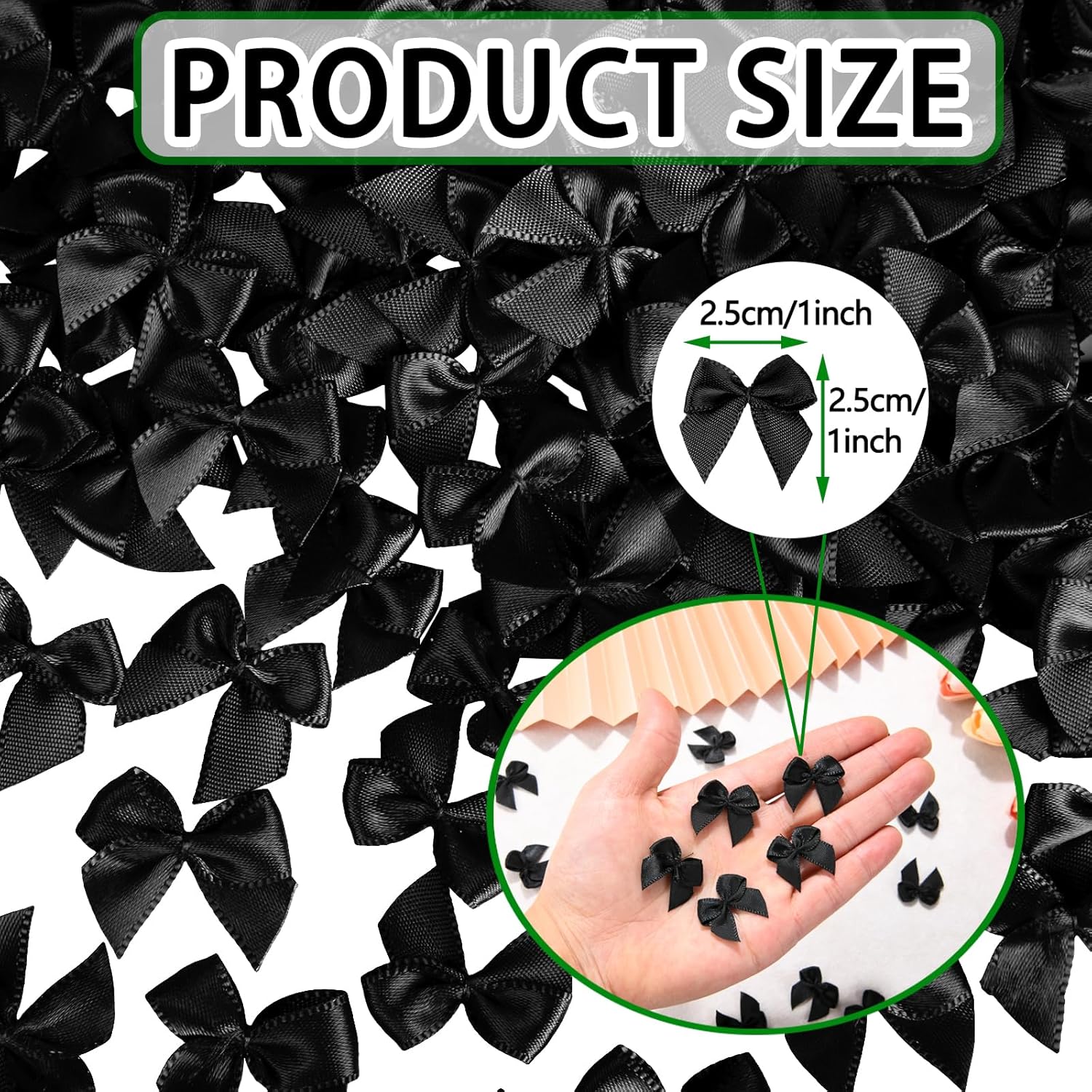 160 Pieces Mini Black Craft Satin Ribbon Bows Christmas Bows for Wedding Birthday Christmas Tree Crafts Home Decoration DIY Making(Black) - Image 2