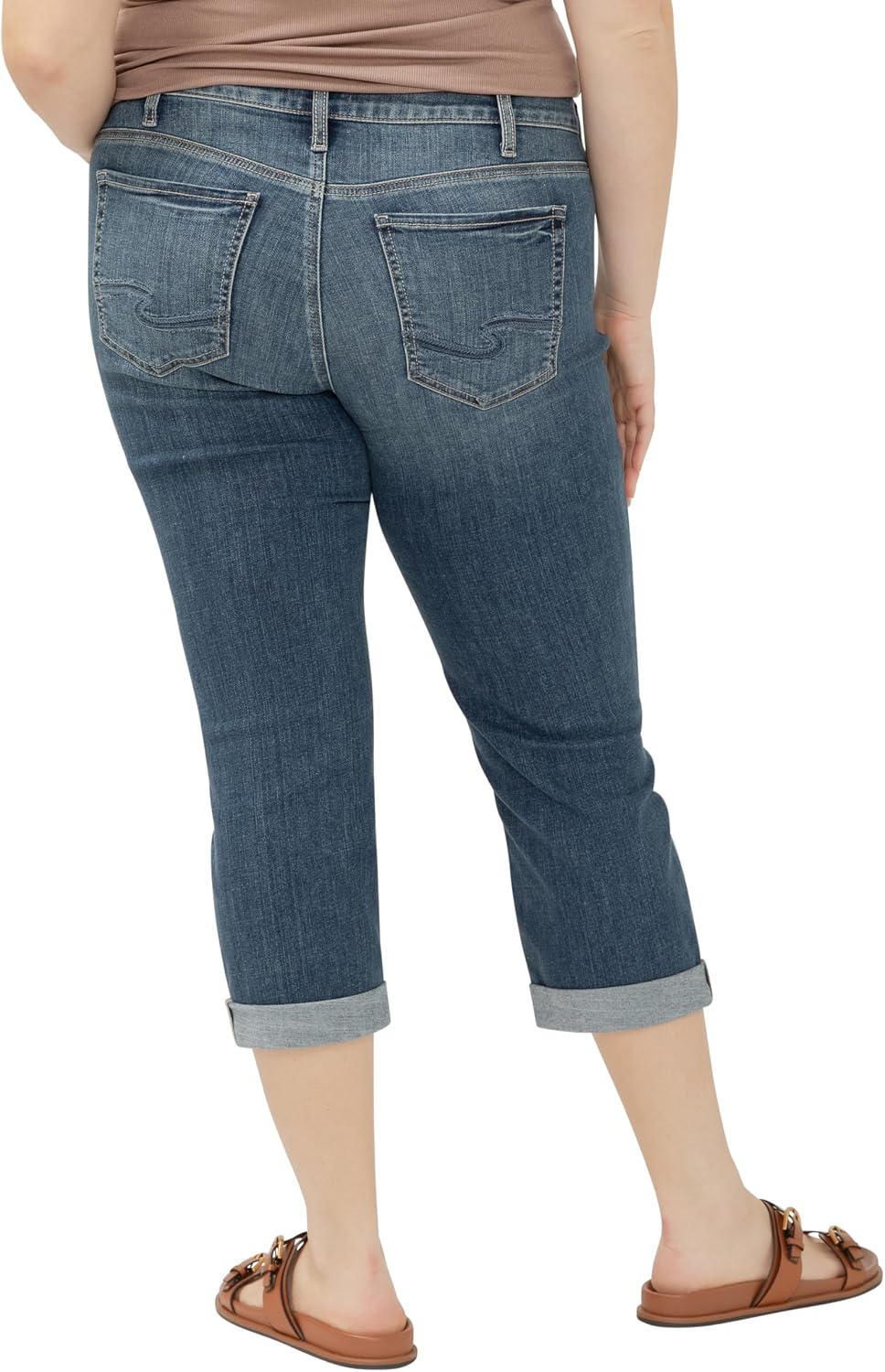Silver Jeans Co. Womens Plus Size Suki Mid Rise Curvy Fit Capri Jeans