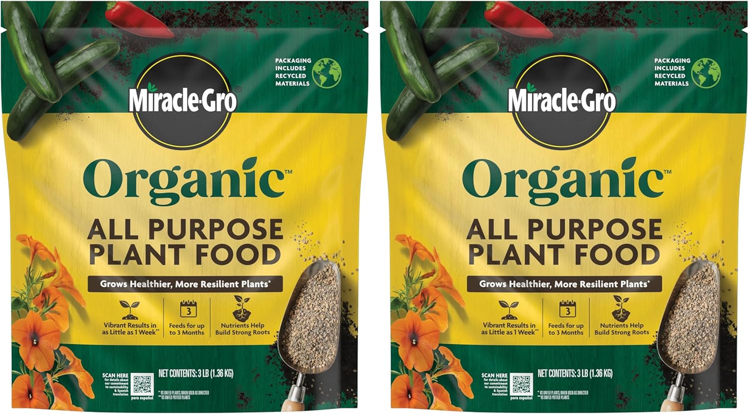 Miracle-Gro Abono Orgánico para Todo Uso - Fertilizante para Exterior