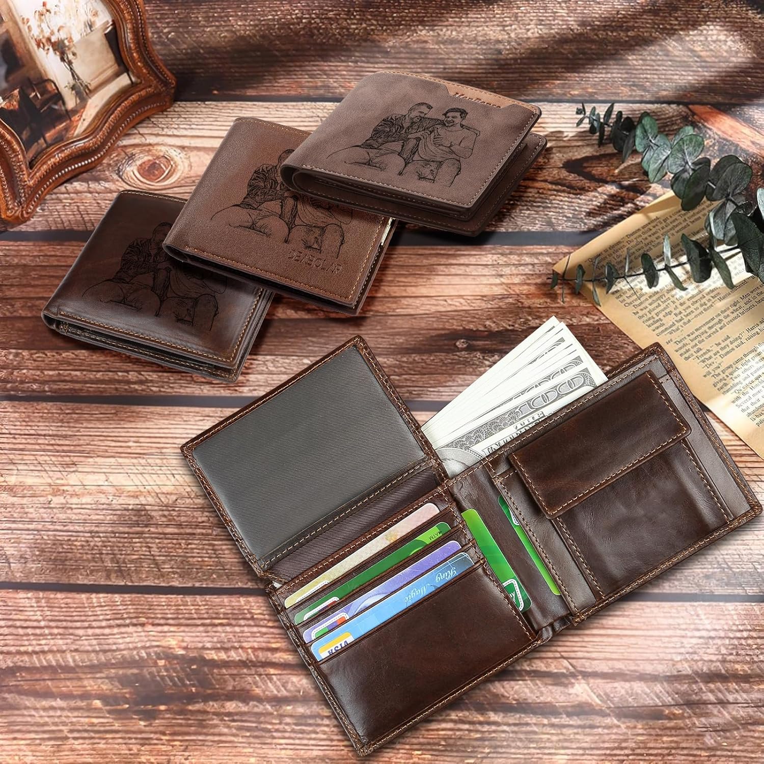 Personalized Wallet for Men - Custom Wallets for Men, Father's Day Gifts for Men, Customized Monogram Wallet for Son, Grandpa, and Boyfriend