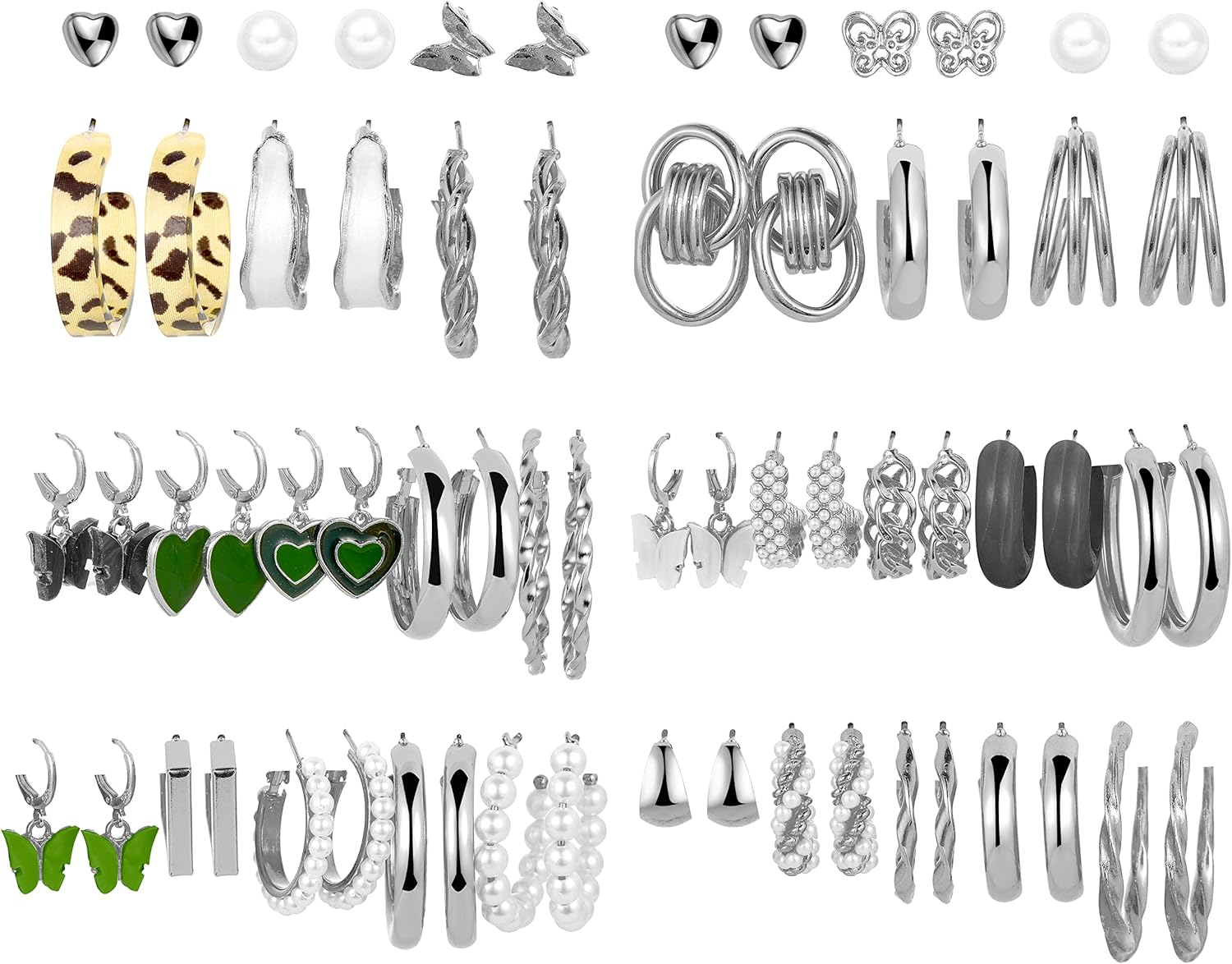 Juego de 32 pares de aretes de aro dorados para mujeres y niñas, aretes colgantes de cadena de moda, aretes bohemios hipoalergénicos para regalo de