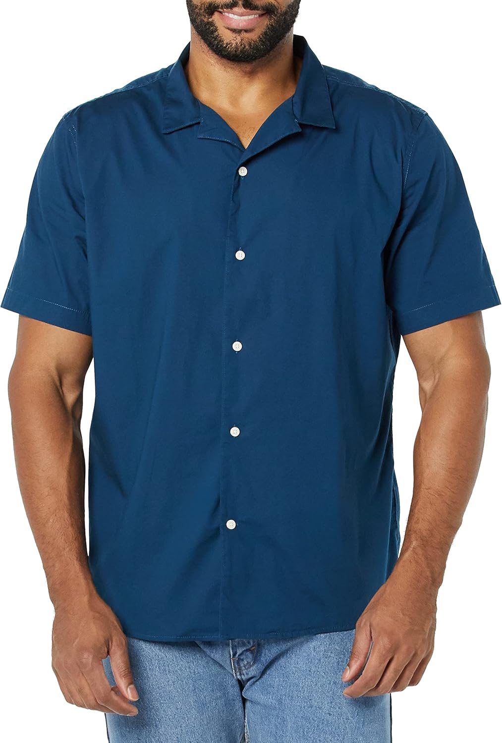 Amazon Essentials Men's Vacation Cotton Button-Down Resort Shirt, Short Sleeve