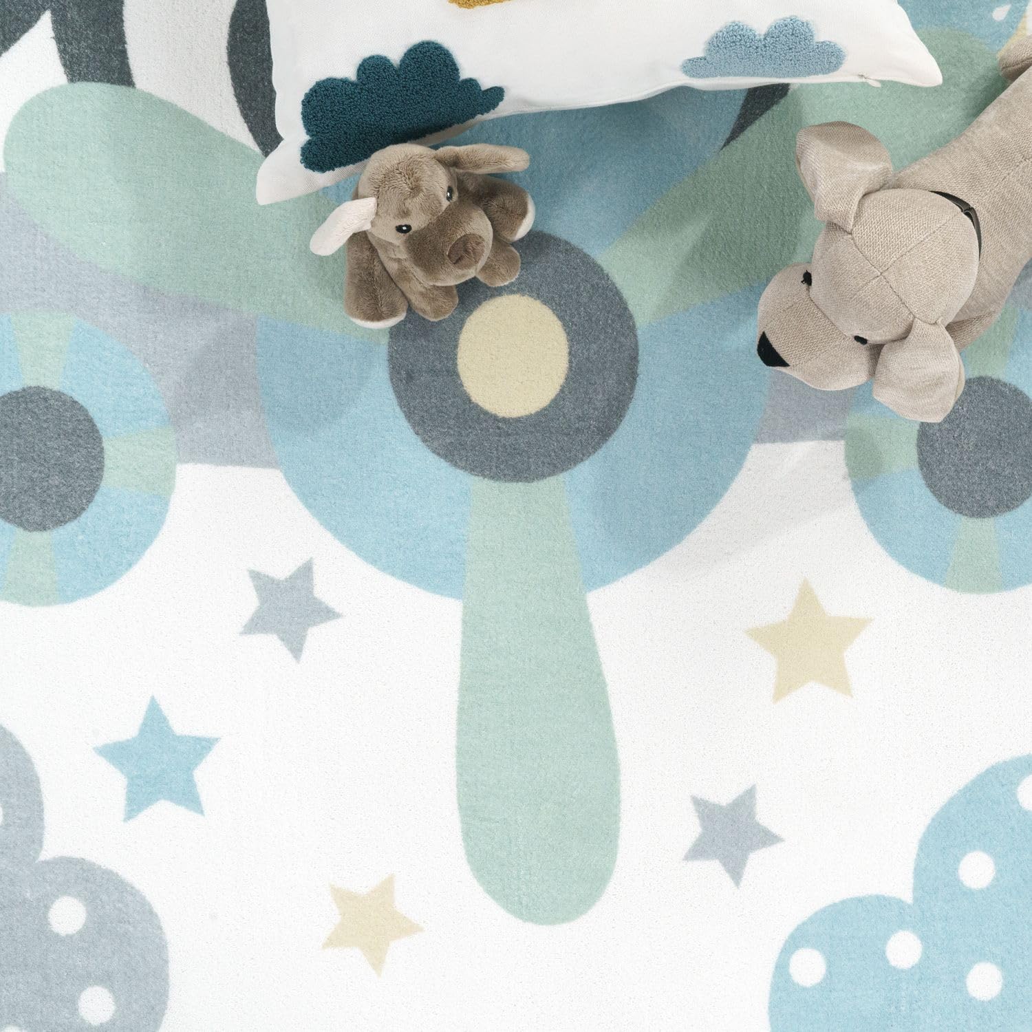 TT Home Runder Teppich Kinderzimmer Kinderteppich Waschbar Tiere Tiger Koala Bär Pinguin, Farbe:Beige, Größe:200 cm Rund