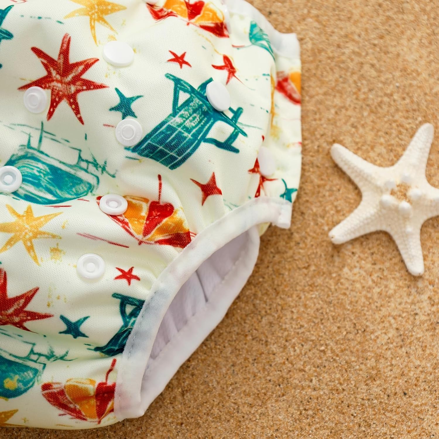 HappyFlute Swim Diapers – Reusable Infant Boy Swimsuit & Swimwear for Newborns,Toddlers(0-3years,10-40lbs) – Perfect Baby Swim Diapers for Beach & Pool Time (Beach) - Image 4