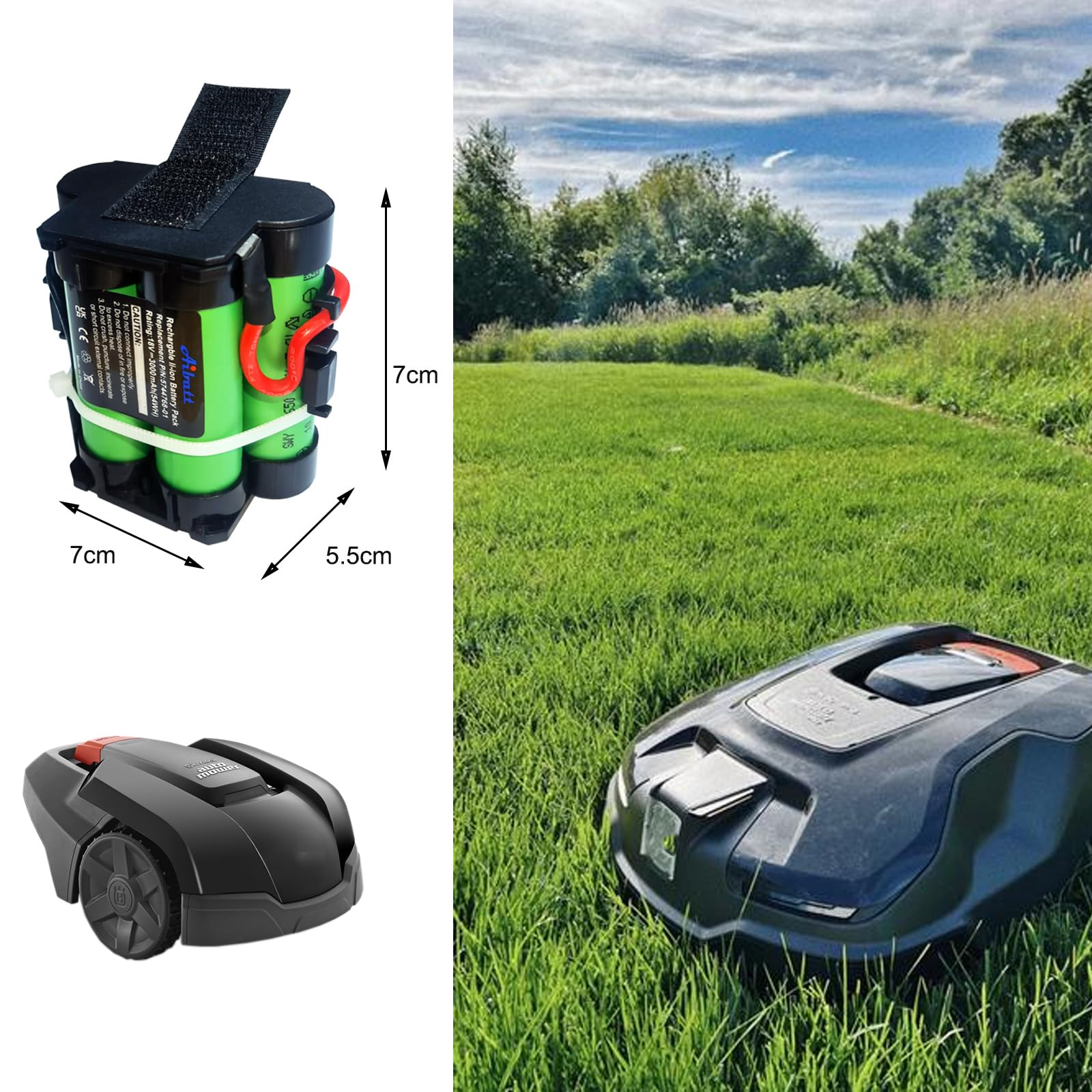 3000mAh Ersatzakku für Gardena Rasenroboter R80Li R75Li R50Li R45Li, R40Li, Batterie für McCulloch ROB R800 R1000, Flymo 1200R, akku für Husqvarna Automower Mähroboter 308 305. (18V/54Wh)