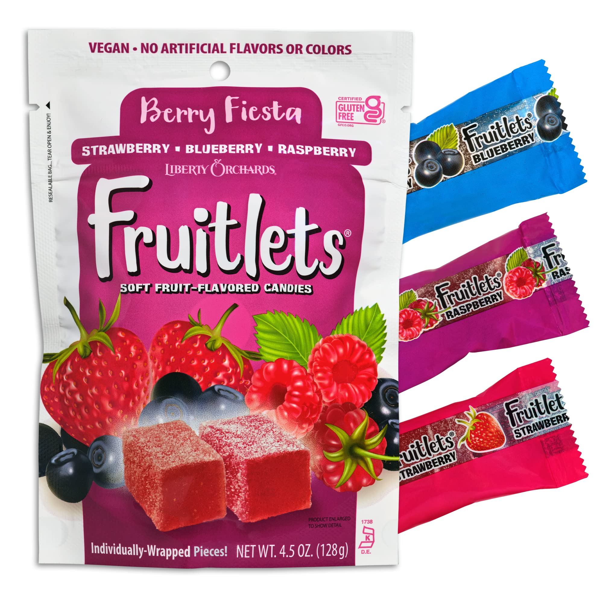 Liberty Orchards, Berry Fiesta Fruitlets - Nut Free Turkish Delight, Single-Wrapped Candy 4.5 oz