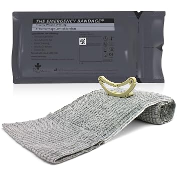 Ever Ready First Aid Israeli Compression Bandage 6" Tactical Emergency Trauma Dressing for Bleeding Control, First Aid & EMS Use Black FSA/HSA Eligible