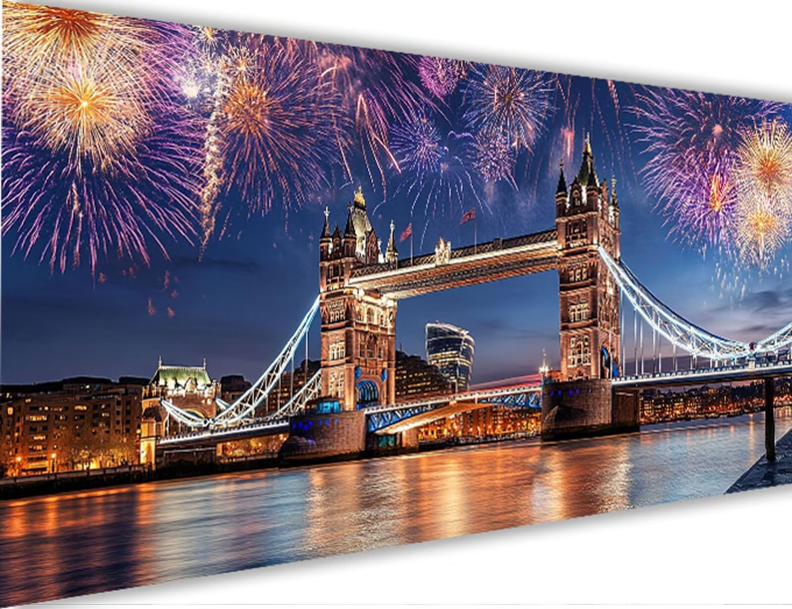 London Bridge Malowanie według numerów Krajobraz Malowanie cyframi dla dorosłych z ramą 90 x 180 cm, DIY Obraz olejny według liczb, farby akrylowe pędzle do dekoracji domu dziewczyny prezent LE-303