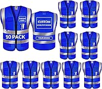 Vista 17 de BeautyWill Chaleco de seguridad con logotipo personalizado, Hi Vis Clase 2, chaleco reflectante de construcción unisex con 5 bolsillos