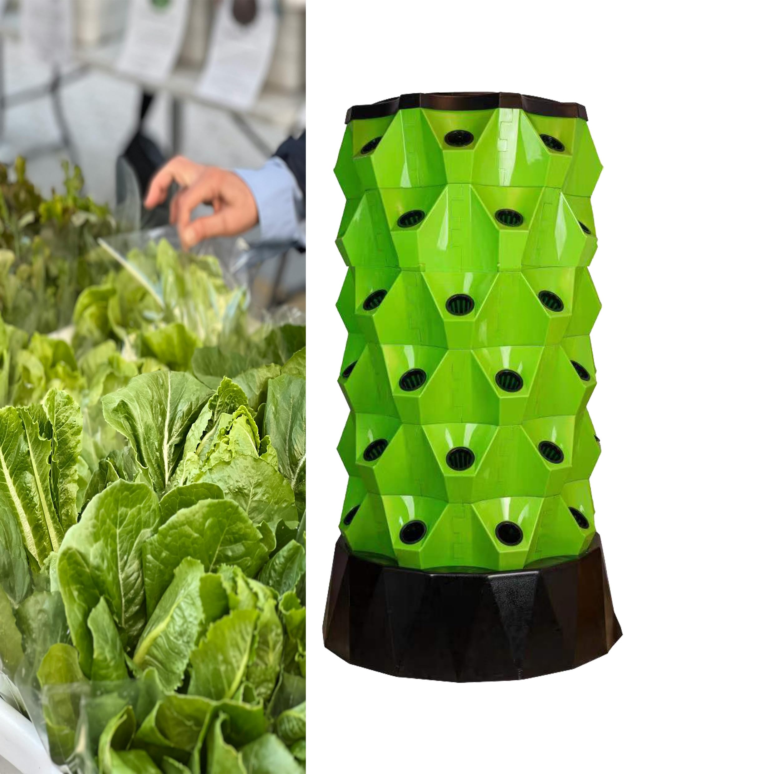 Kit de Sistema de Cultivo hidropónico TEM, Torre hidropónica, con 48/64/80 Puntos de Cultivo, jardín Vertical hidropónico en Torre, para Verduras, Hierbas, Fresas, Verde, 48 Agujeros