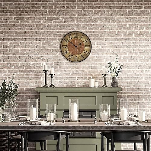 Miniatura 7 de Reloj de pared de madera, estilo vintage, mapa del mundo antiguo, movimiento de barrido preciso, reloj de pared redondo, estilo rural, reloj de