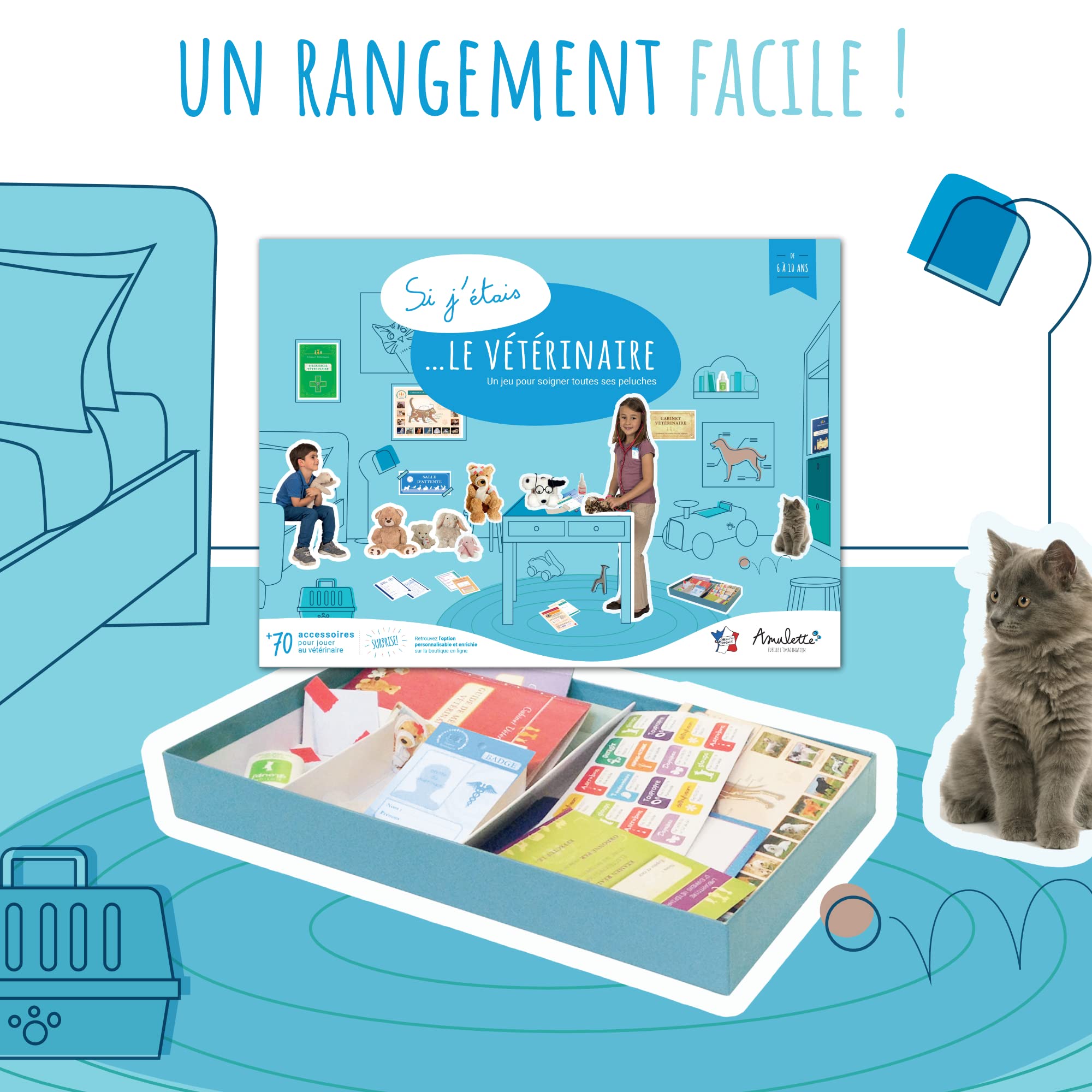 Coffret Si J’étais Vétérinaire - Jeu Éducatif 6 à 10 Ans - 70+ Accessoires - Jouet Cadeau Enfant Fille Garçon - Fabriqué en France