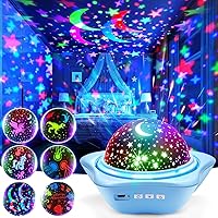 OneFire Kids Star Projector Night Light: 6 Films, 78 Modes, Rechargeable 360° Rotation Ceiling Lights for Bedroom Decor & Sensory Toys