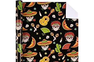 12 Sheets Day of the Dead Wrapping Paper Mexican Skull Guitar Pattern,...