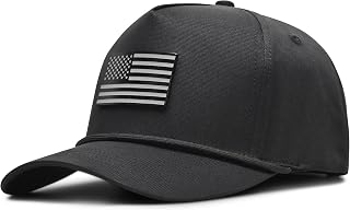 Curves and Clubs – Blackout Money Rope Hat | Stealth American Flag Golf Hat | Cool Golf Hat for Men | Patriotic Golf Accessories | Unique Golf Gifts | Breathable Snapback Cap