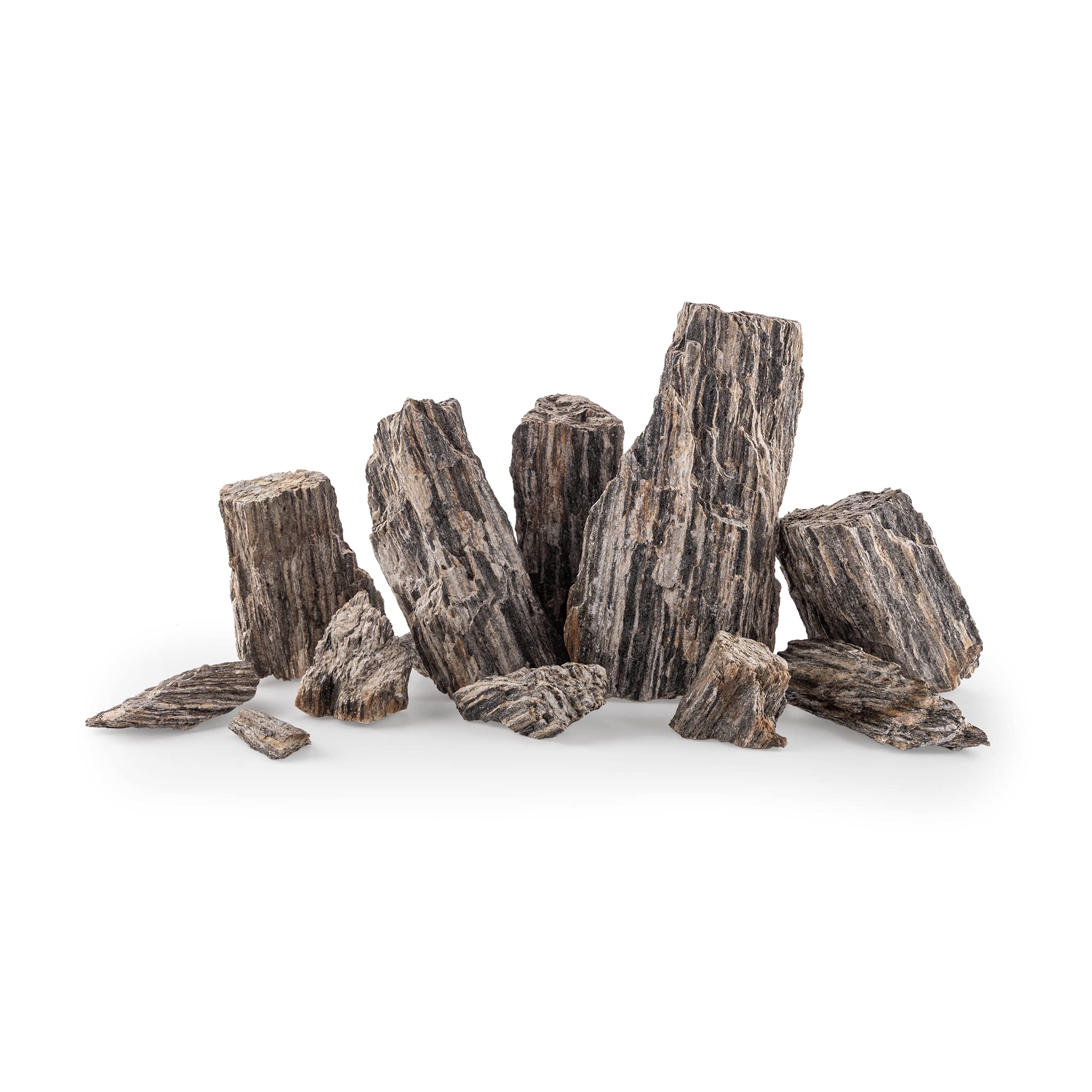 TM Aquatix Aquarium Rock Fish Tank Stones Natural Decoration Slates for Caves Shelters - Improves Water Parameters (15kg, Wood Stones)
