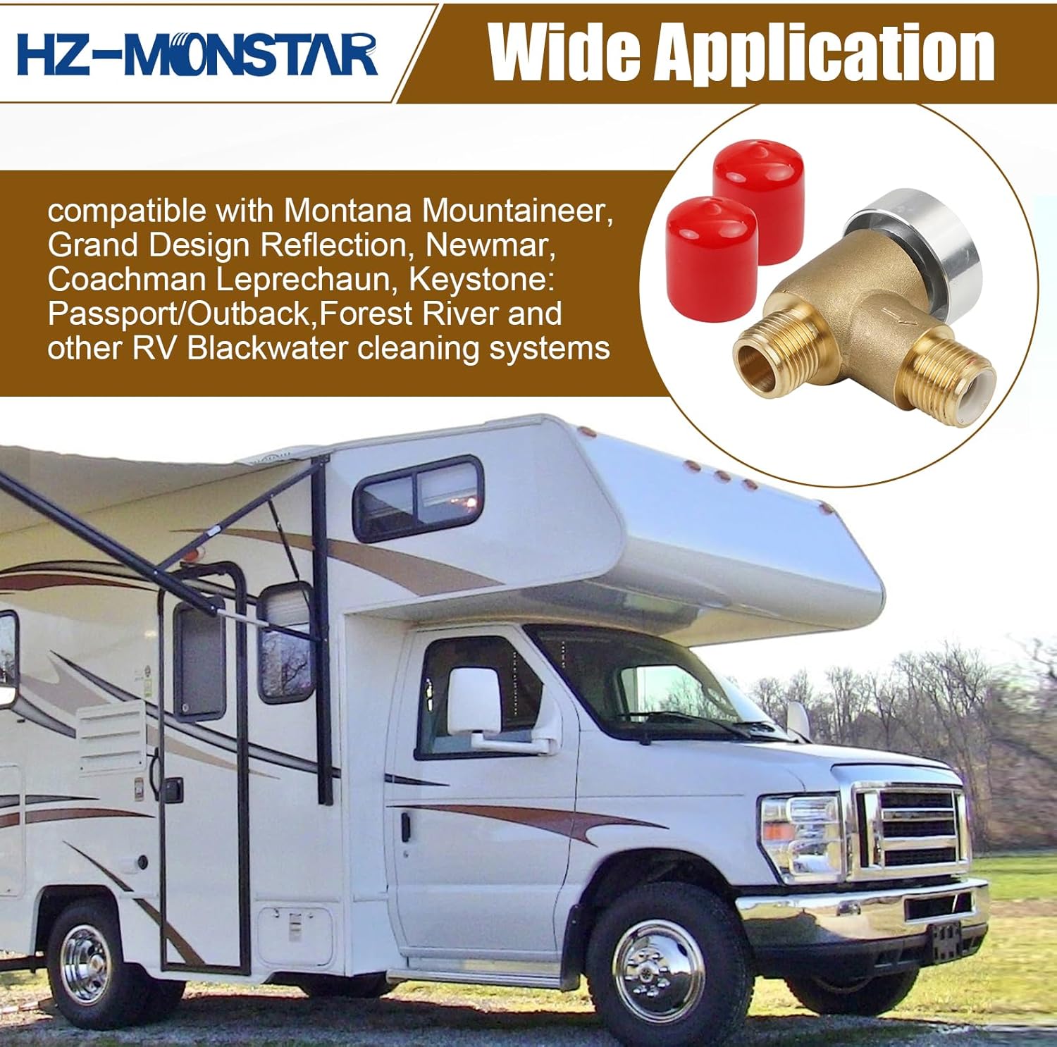 Brass RV Vacuum Breaker Check Valve, 571-VAC-CHK-A Camper Trailer Flusher Check Valve, 1/2 DN Male Replacement for B&B Model 571 Check Valve Replace Leaking on Black Tank System