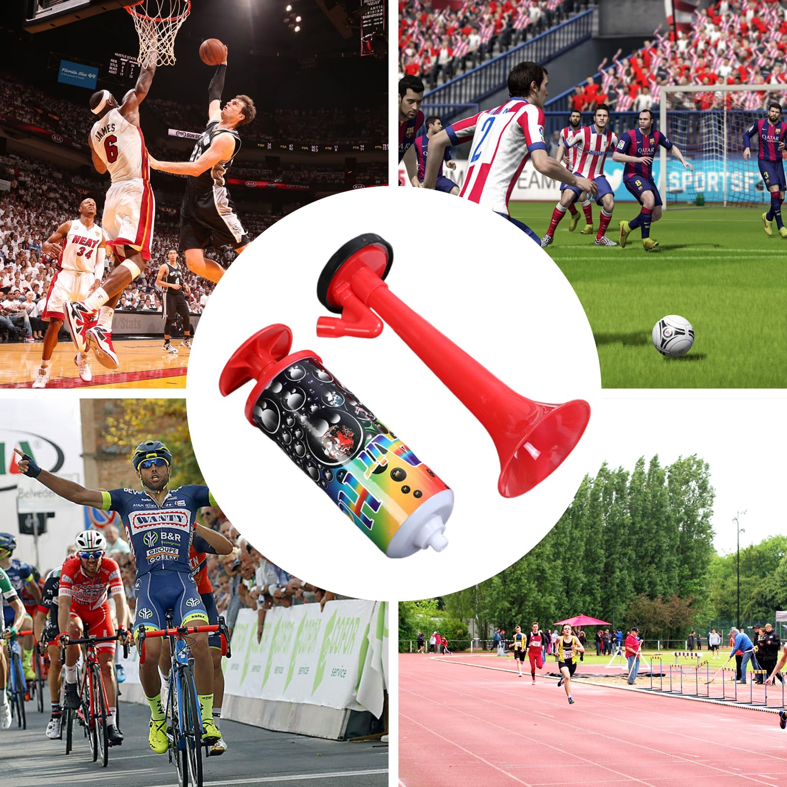 Tromba da Stadio，3 PCS Trombetta da Stadio Handheld Fanfare Air Horn Tromba ad Aria Compressa Loud Handheld Air Horn per Feste Partite di Calcio Eventi Sportivi Rosso