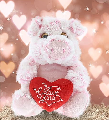 Miniatura 4 de DolliBu Cerdo sentado de peluche con texto en inglés "I Love You", bonito regalo de animal de peluche para el día de San Valentín, cumpleaños,