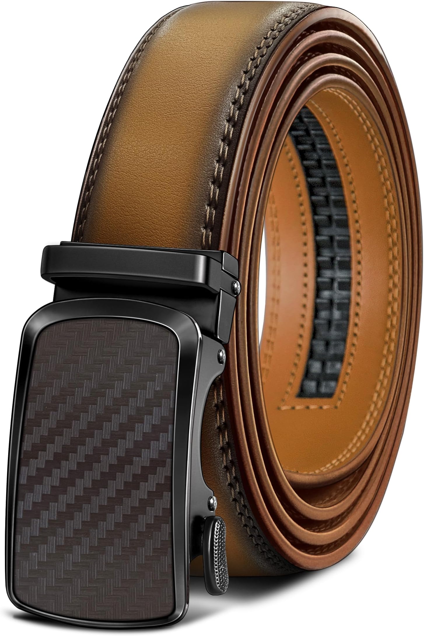 Ratchet Belt For Men –Leather Belt Cut to Fit for Dress Casual Pants Jeans 1 3/8"-Micro Adjustable