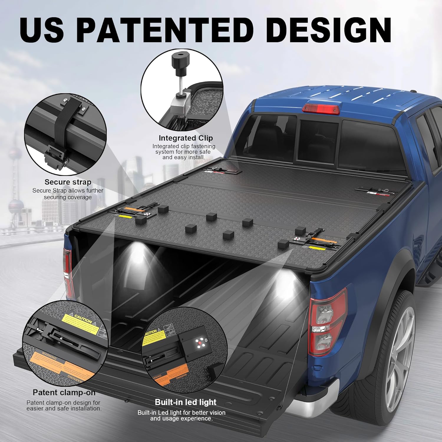 KUIPERAUTO Hard Tri Truck Bed Tonneau Cover Compatible for 2004-2008 Ford F150 Styleside (Not for Flareside) 5'5" Bed