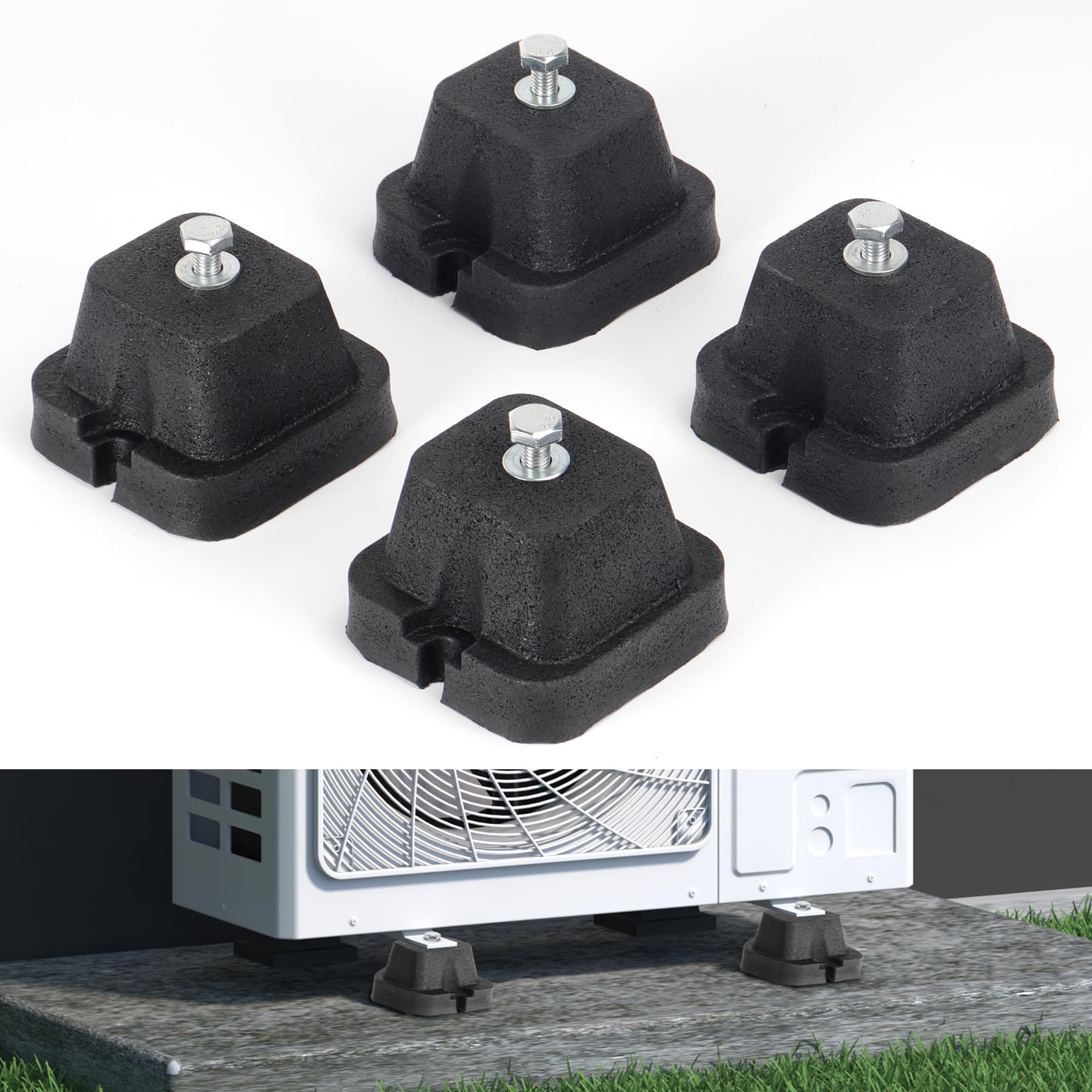 Floor Mounting Base Kit for Mini Split AC Condenser,Rubber Anti Vibration Pads,Air Compressor, Generator Vibration Isolator Mounting Base,Easy to Install with Galvanized Screws,4 Pack
