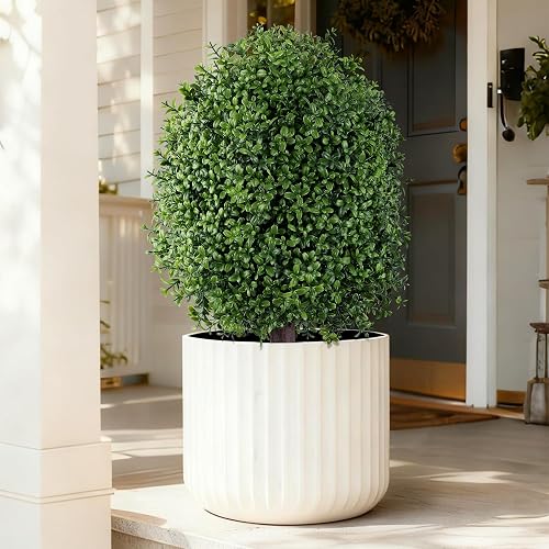 INSPRING 24" Artificial Boxwood Topiary Trees Outdoor Fake Bushes Plants