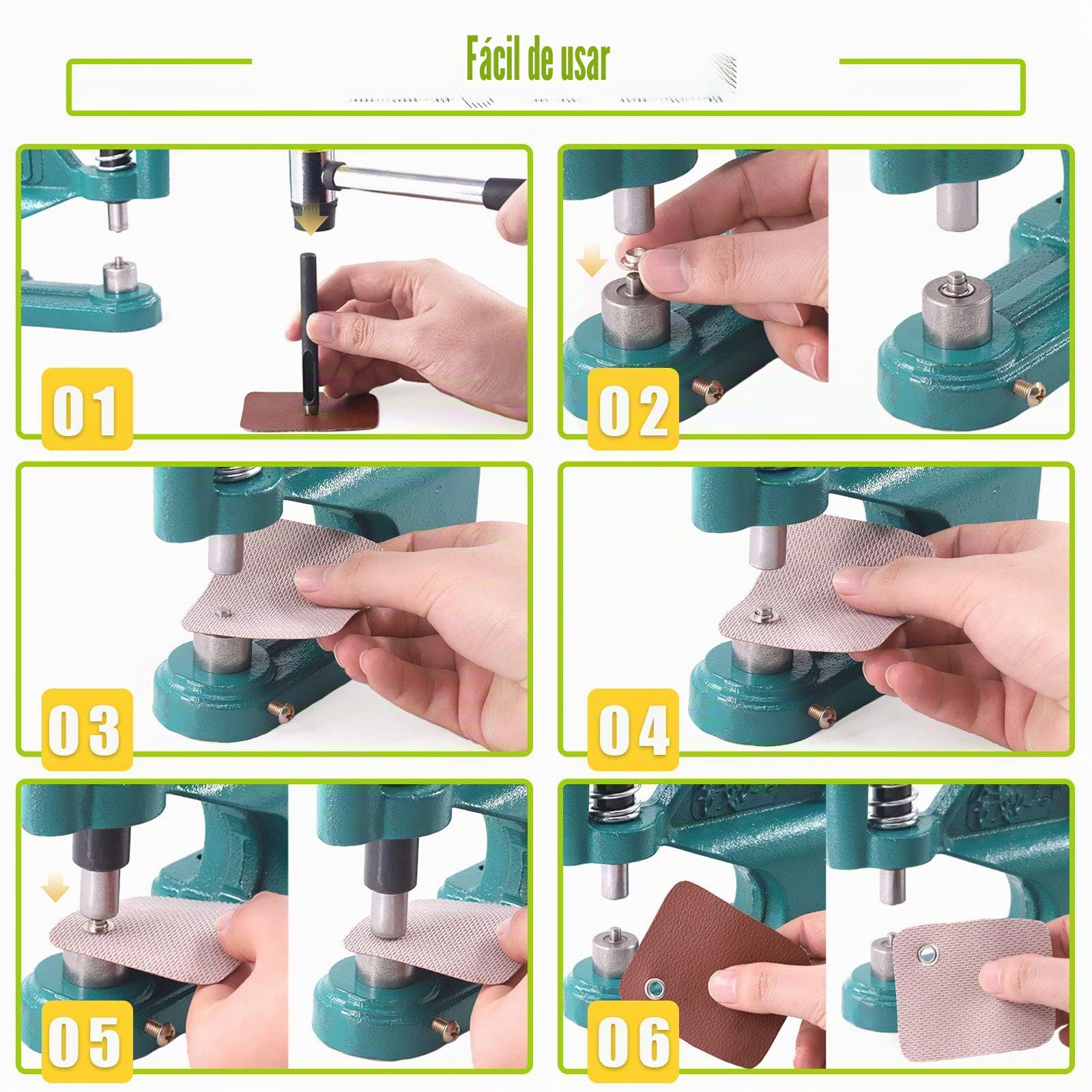 Keadic Máquina de ojales de presión manual con 3 troqueles #0#2#4 y 3000 ojales plateados y dorados, para pancartas, carteles, toldos, carteles, cortinas, impresión digital, corsés, cinturones, bolsos