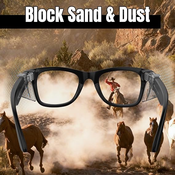 HiBloks Safety Glasses Side Shields for Ray-Ban Meta Wayfarer/Skyler/Headliner (Gen 2) & Oakley Meta HSTN Smart Glasses Accessories, Lightweight, Comfort and Don't Affect Charging (Transparent)