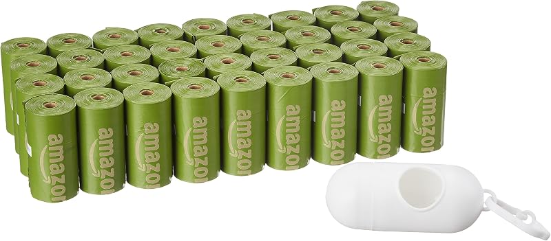 Sacos para Fezes de Cães Perfumados com Dispenser e Mosquetão Amazon Basics, 33,02 x 22,86 cm, 540 unidades