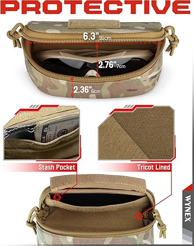 Miniatura 10 de WYNEX Bolsa táctica Molle para gafas, estuche rígido para lentes de sol a prueba de golpes, caja protectora
