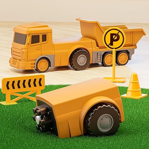 Miniatura 4 de Juego de juguetes de robot transformador para niños, camiones magnéticos de construcción 6 en 1, vehículos de juego robot transformables con caja de