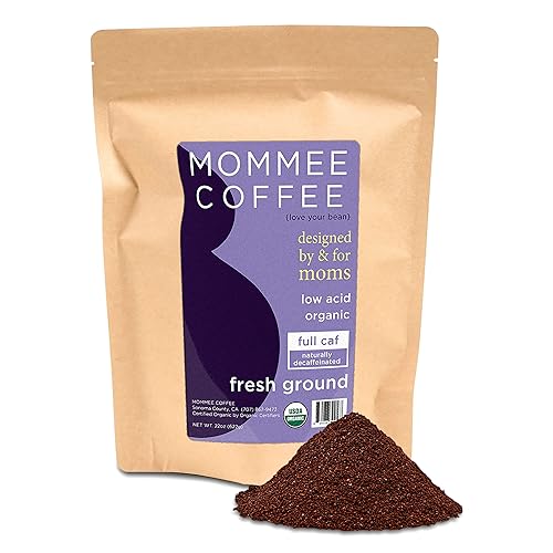 Miniatura 7 de Café Mommee Coffee semicafeinado bajo en ácido orgánico procesado en agua Ground 12 onzas