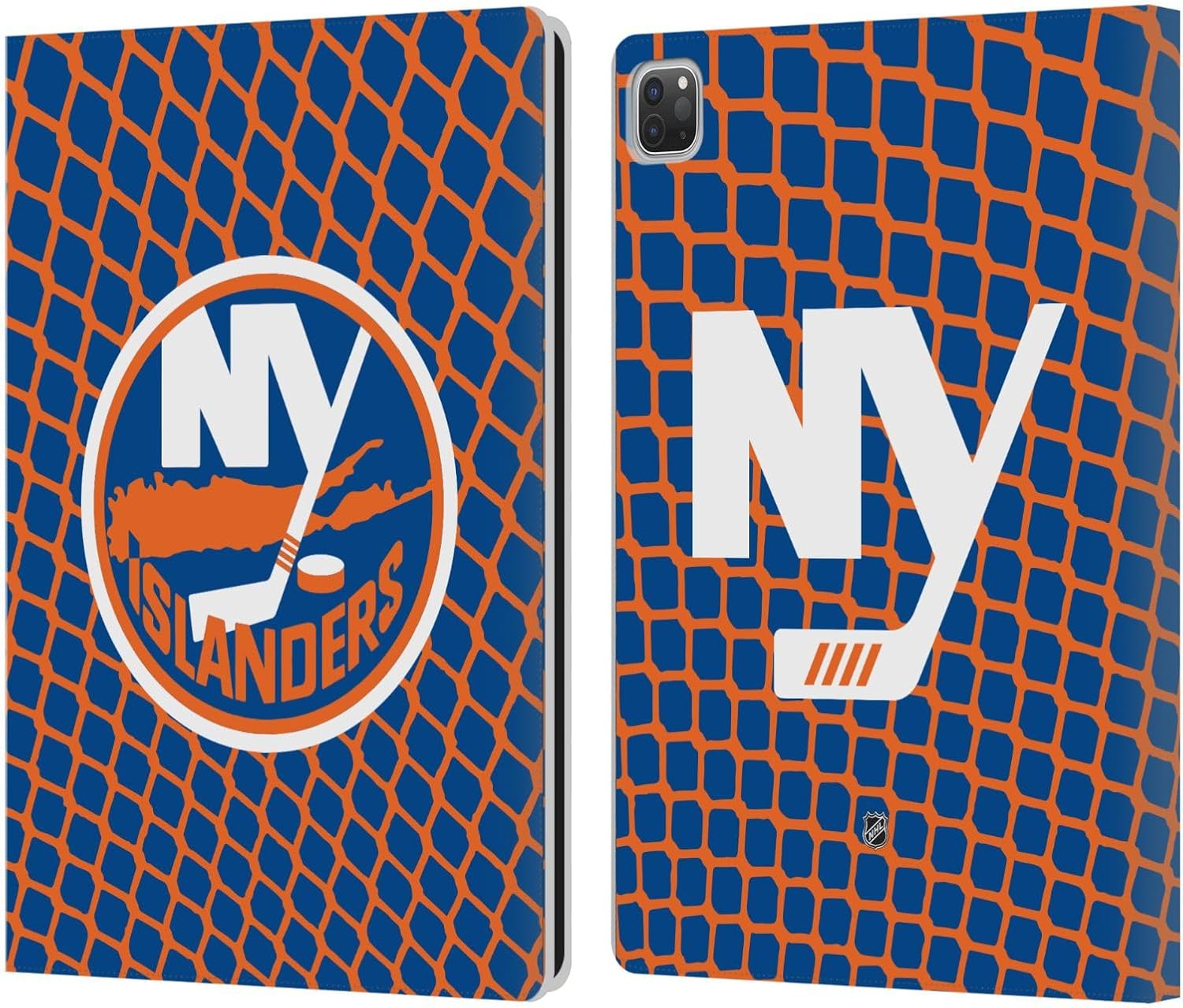 Head Case Designs Officially Licensed NHL Net Pattern New York Islanders Leather Wallet Case Compatible with Apple iPad Pro 13 M4 2024