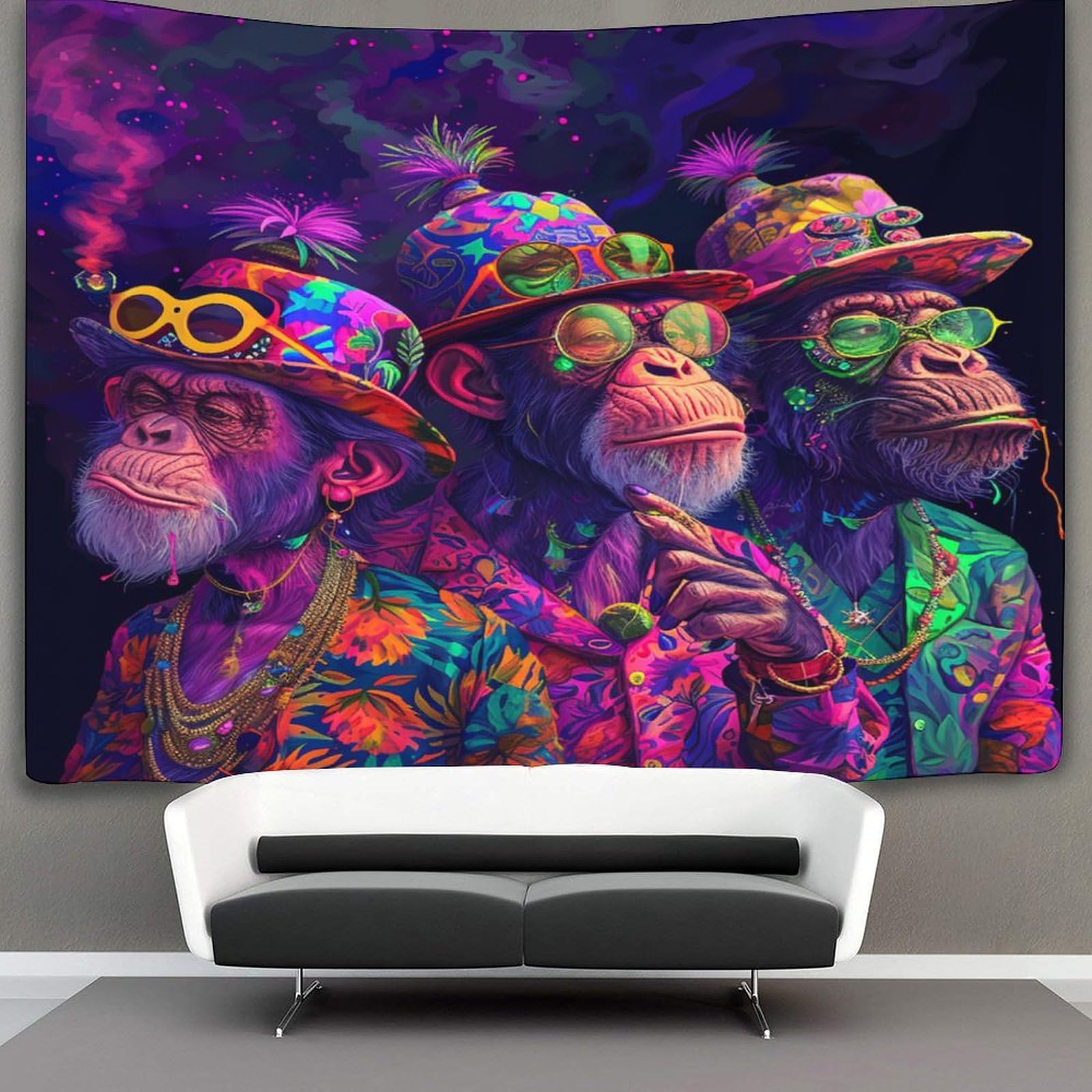 kaiyun Animal Tapestry Monkey Wall Hanging Tapestries for Bedroom Living Room Apartment Dorm Decorations Wall Art Decor 130cmx150cm