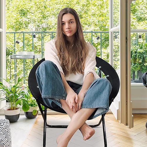 Miniatura 2 de Silla Bungee portátil plegable, silla de juego Bunjo para exteriores e interiores y campamento y barbacoa (rosa) (pequeño negro)